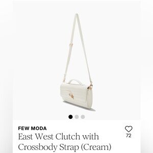 FEW MODA Cream East West Clutch with Crossbody Strap NWOT